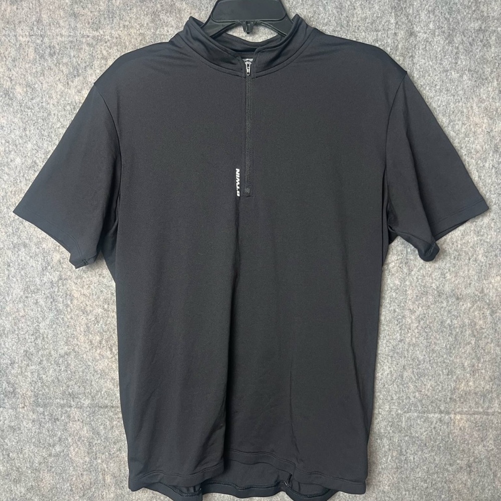 BTWIN Decathlon Men Large High Neck Black‎ Cycling Short Sleeve Summer Jersey